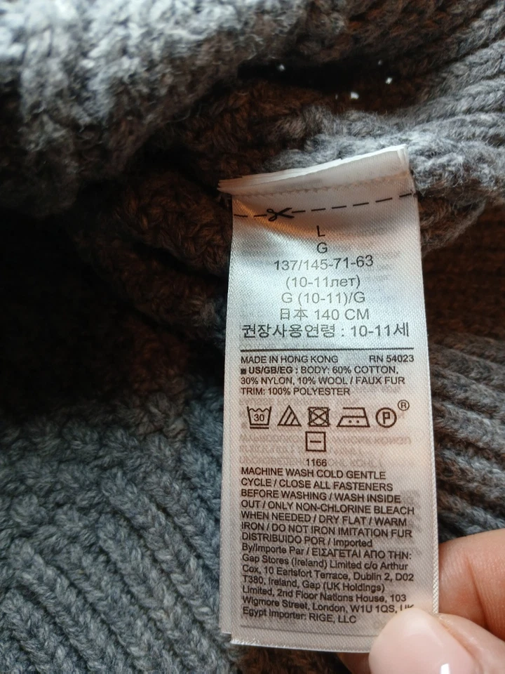 Suéter pulôver Boy's Gap infantil mistura de lã 3/4 botões tamanho grande - Imagem 4 de 4