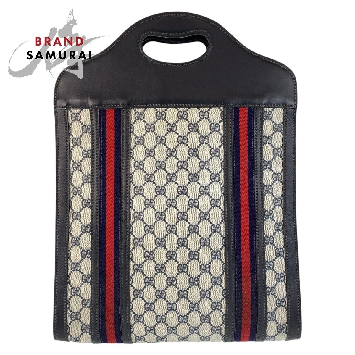 Sac fourre tout femme GUCCI Sherry Line gris marine GG Supreme toile cuir