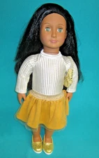 OUR GENERATION 18" DOLL BY BATTAT WITH BLACK HAIR & GREEN EYES-- A-10