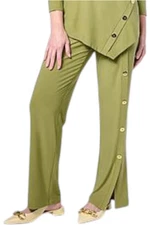 Antthony Women's Pull-on Pants Side Button Detail Tuscany Green