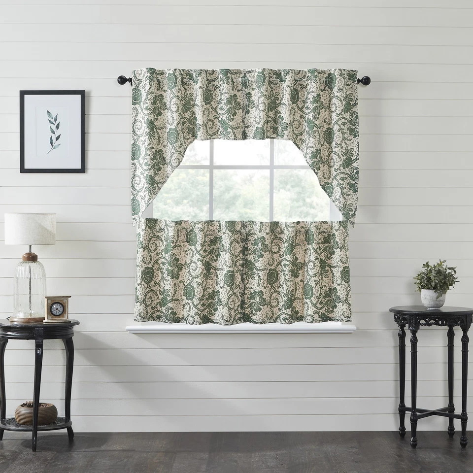 多塞特深罗勒窗帘套装(2 层 24x36 ;2 Swag 36x36x16)VHC 品牌 — 第 2/4 张图片