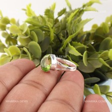 Pear Natural Peridot Sterling Silver Birthday Statement Solitaire Promise Ring