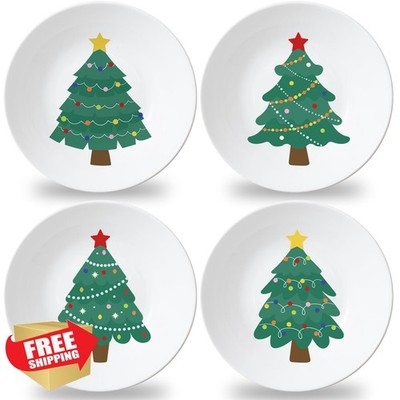 Naozinebi 4pk 10'' Christmas Plates Melamine Reusable Dinnerware Set