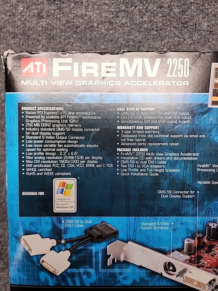 NEW ATI FireMV 2250 X1 256MB DDR2 PCIe Video Graphics Card NIB - Image 4 of 4