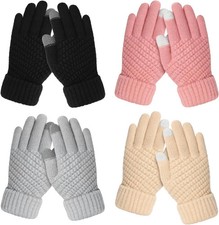 4 Pairs Kids Winter Gloves for Boys Girls, Warm Winter Glove for Kids, Knit Todd