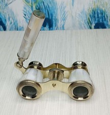 Unique Design Mother Of Pearl Spyglass Binocular With Leather Case Nautical