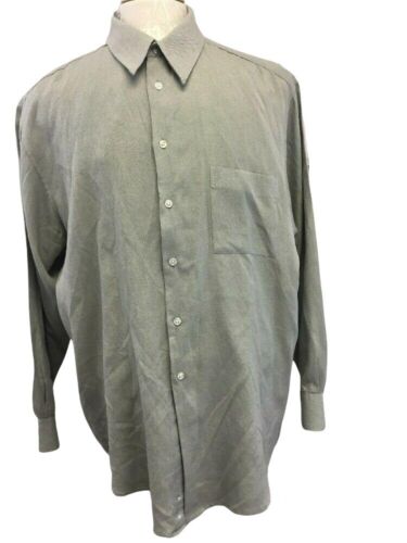 Alfani Dress Shirt Silk Blend Mens Button XL L/S Grey Chevron Extra Large