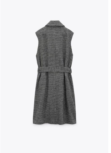 ZARA Women's Belted Houndstooth Waistcoat(White+Black, US M / EUR M) - 第 6/8 張圖片