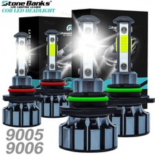 4-Sides 9005 9006 LED Headlights Kit Combo Bulbs 6000K High Low Beam Super White