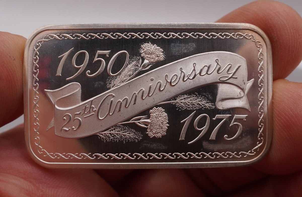 1950 - 1975 25th Anniversary Madison Mint 1oz 999 FINE Silver art