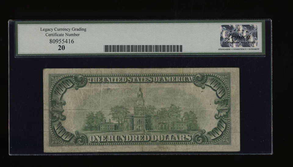 DBR 1934-A $100 FRN New York Mule Fr. 2153-Bm Legacy VF-20 Serial B08494175A - Image 2 of 2