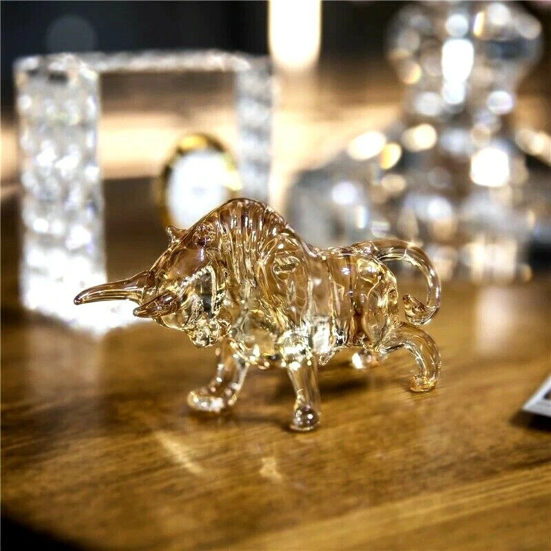 Escultura Mesa Hogar Oficina Decoración Cristal Toro Arte Vidrio Estatua Estatuilla Foto 4 de 4