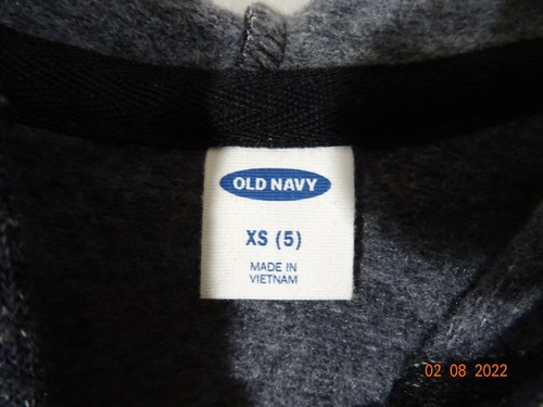Old Navy Hooded Fleece Jacket Zip Up Black Gray XS 5 - Picture 7 of 10