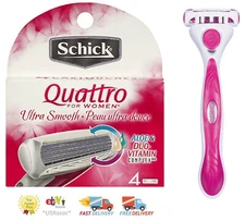 4 Schick Quattro Razor Blades Quatro Women Shaver Handle Refills Cartridges