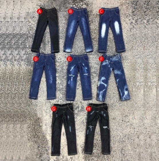 1/12 Scale Ripped & Distressed Jeans Slim Model for 6 1/12 Scale Ripped & Distressed Jeans Slim Model for 6