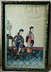 Highest quality antique Chinese Pith painting in original frame C1850