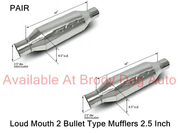 SLP 31064 Bullet LOUD MOUTH 2 Mufflers Stainless 2.5 SLP 31064 Bullet LOUD MOUTH 2 Mufflers Stainless 2.5