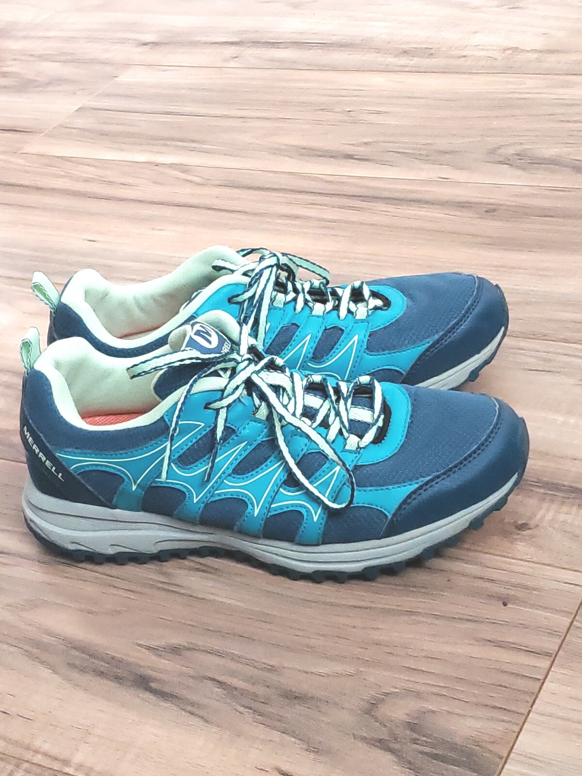 Merrell Women's Size 9 Paradise Blue Green Hiking Trail Running Outdoor Shoes