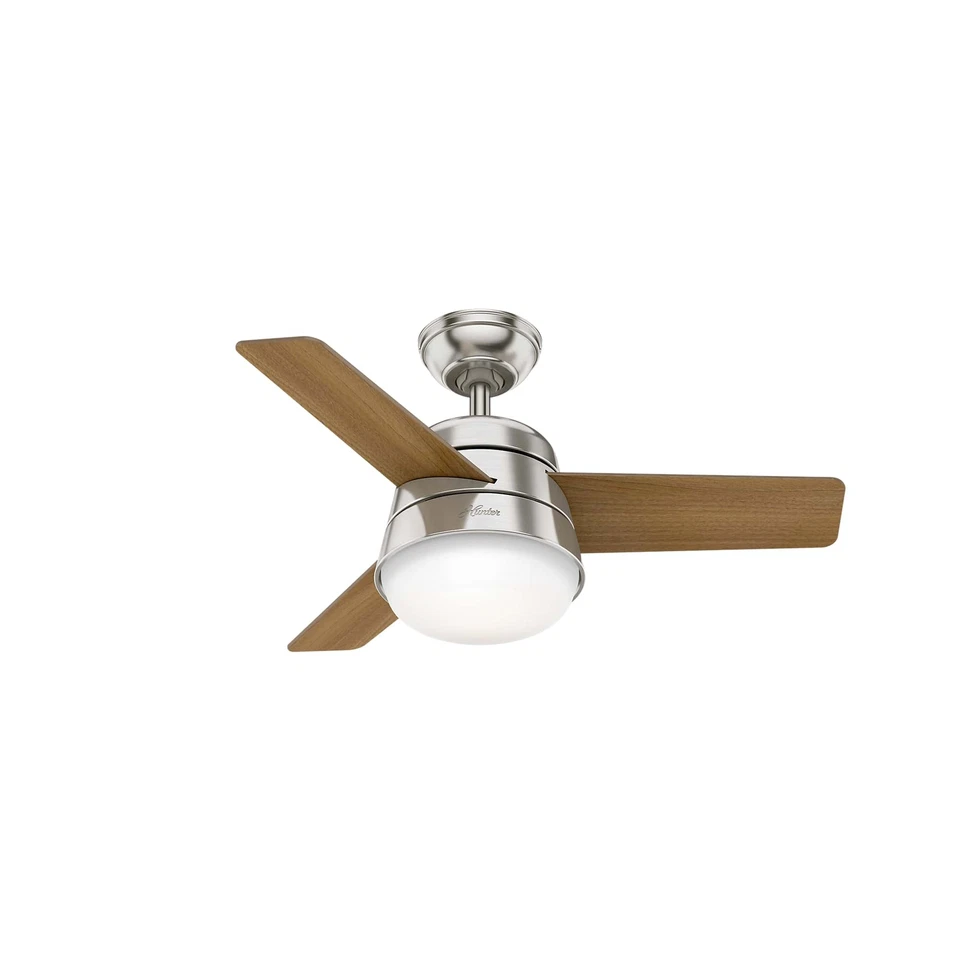 Mini Ceiling Fan 91 CM Finley Nickel Hunter Ceiling Lamp with Remote Control - Image 2 of 4