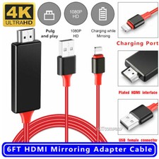 HDMI Mirroring AV Cable Phone to TV HDTV Adapter 1080P For iPhone 13 12 11 XR 14