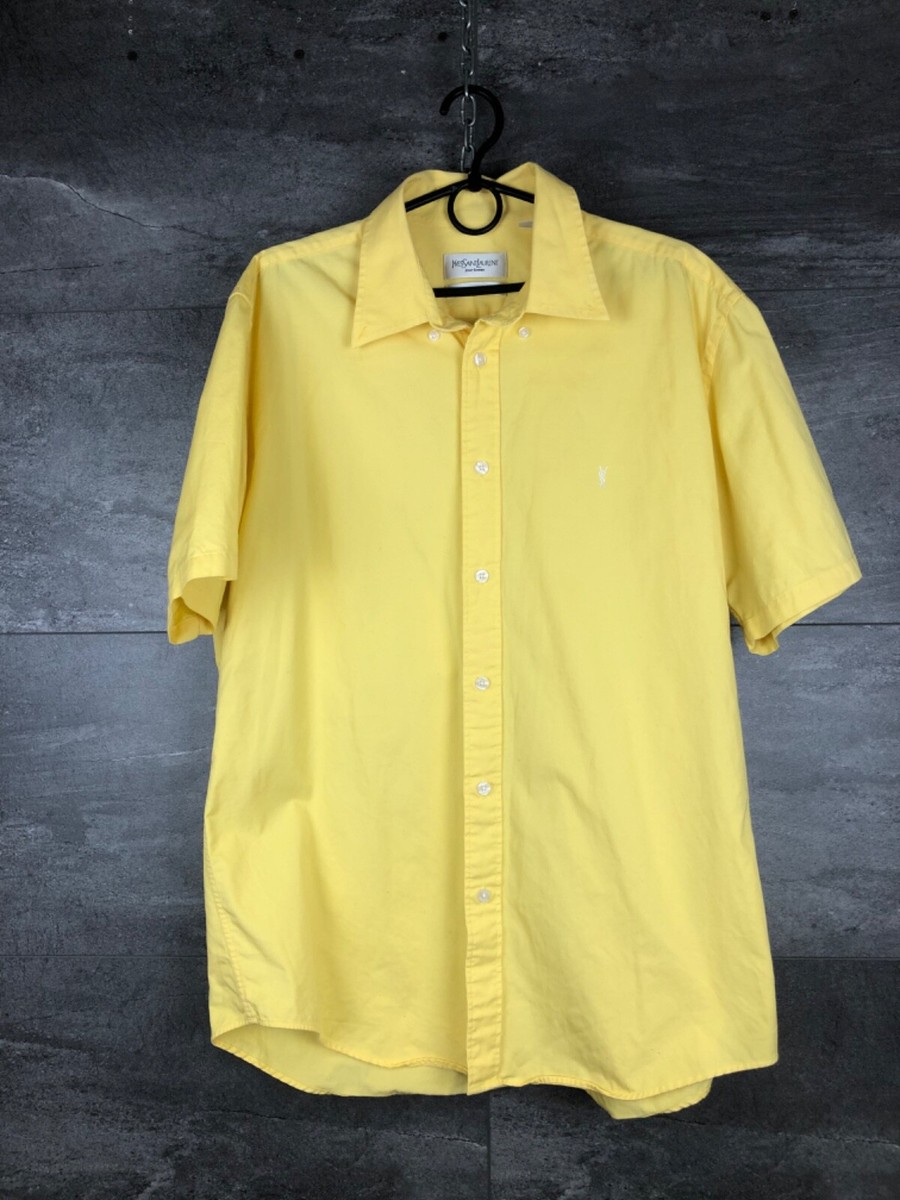Vintage Yves Saint Laurent Yellow Men's Shirt Button Up YSL Size L