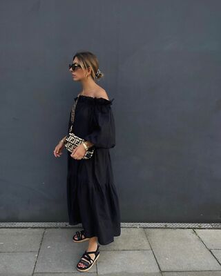 h&m off the shoulder dress black Petite Sequin and Jacquard Holiday Dress Black / PM main image 1