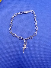 Disney Fairy Tinkerbell Silver Tone Charm Bracelet 8in