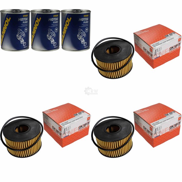 3X Original Mahle / Knecht ÖLfilter OX 191D + 3X SCT Motor Flush MotorspüLung-image