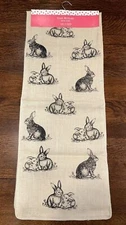 New Isaac Mizrahi Easter Spring Jute table runner bunny rabbit 14" x 72"