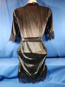 Satin Silk Women's Bridal Short Lace Up Kimono Robe Sleepwear Sexy Lady Wedding 