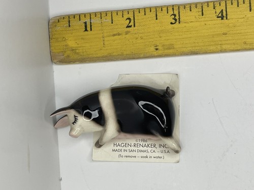Vintage Hagen-Renaker kleine schlafende Porzellan Mama Schwein Figur 3" auf Karte - Bild 6 von 6