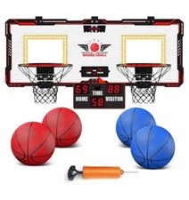 VATOS 2 Player Basketball Hoop Indoor, Over The Door Mini Basketball Hoop Ind...
