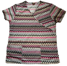 Denice Women Scrub Top V-Neck Geometric Size Pit To Pit 21" No Tag