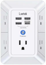 multi plug Outlet Surge protector Wall usb type c ports power strip Extender LED