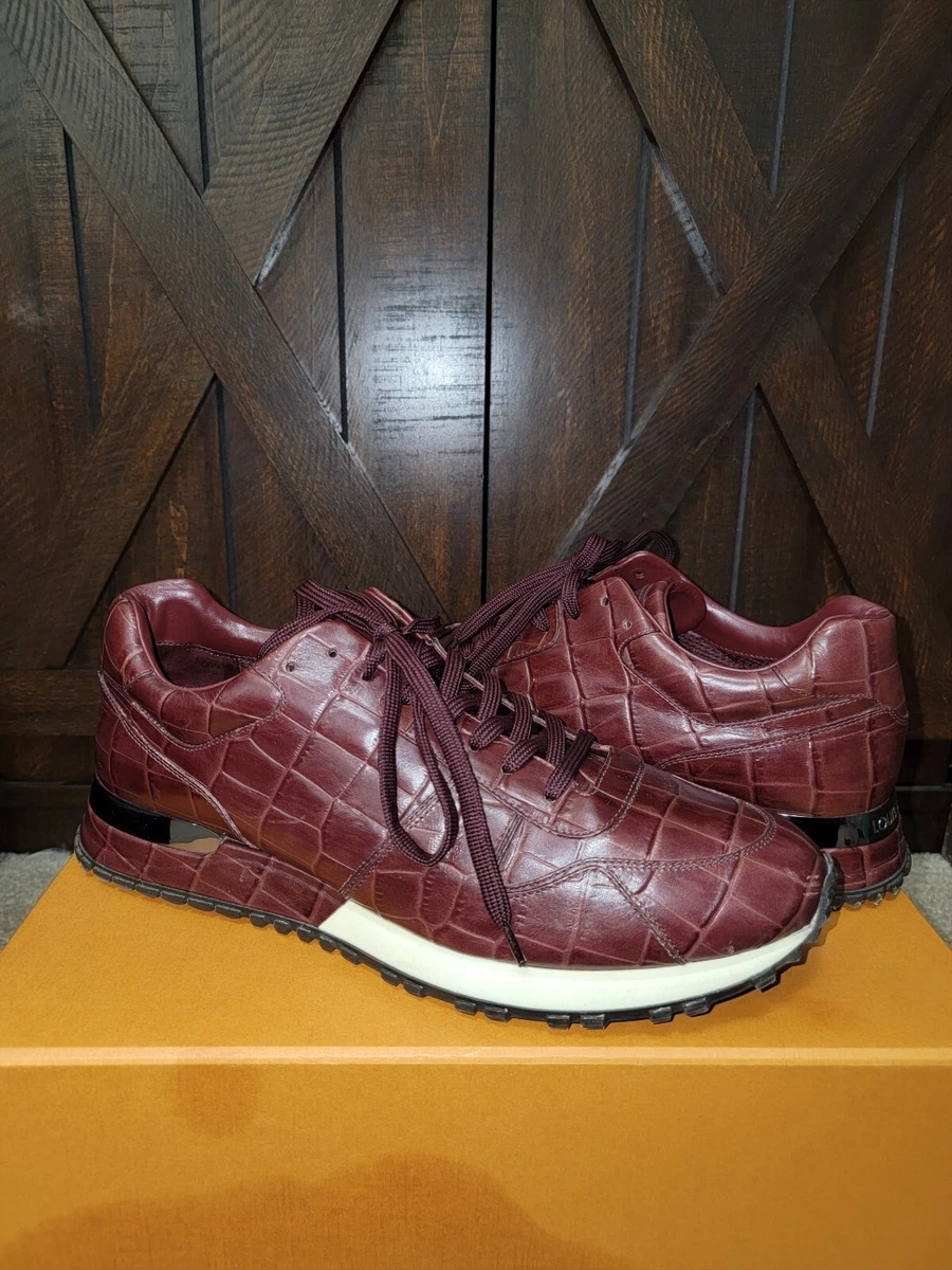 Louis Vuitton Burgandy Crocodile Embossed Sneakers LV LUXURY VERY RARE Sz  10 US