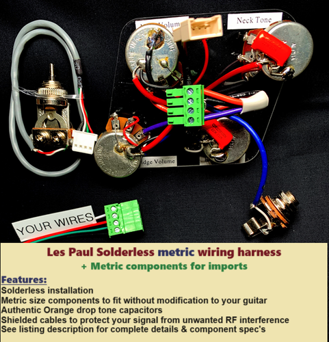 Epiphone Les Paul / SG Solderless Wiring Upgrade + Orange Drop Tone Capacitors - 第 1/5 張圖片