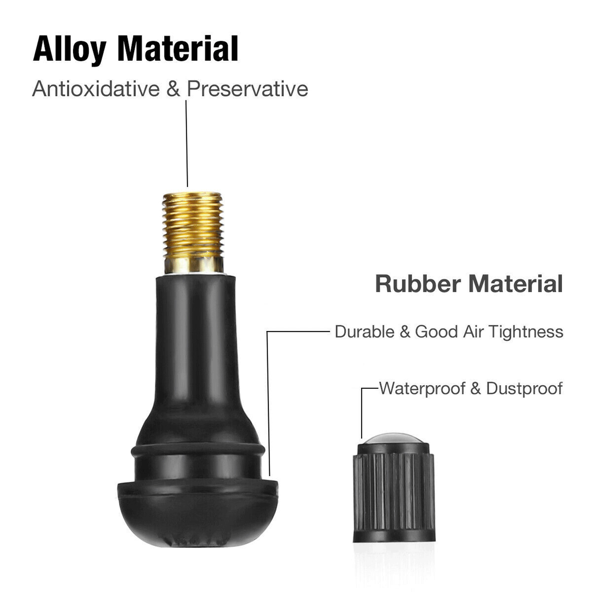 Wholesale Black Rubber Aluminium Alloy Brass Core Snap in Stem Schrader  Tr414 Tubeless Tyre Valve Tire Valves - China Tire Valves, Tyre Valve