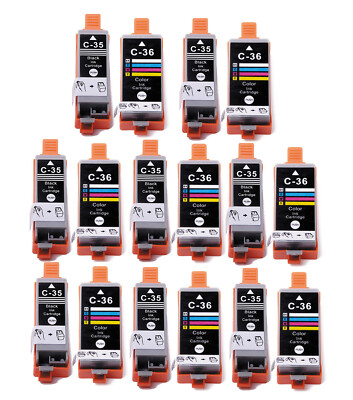 16 Pack PGI-35 CLi-36 Ink Cartridges for Canon iP100 iP110 TR150 (Black + Color)