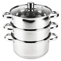 Dampfgarer Edelstahl 4,3L – 3 Etagen Kochtopf Mit Glasdeckel FüR Induktion & Gas