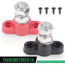 JUNCTION BLOCK POWER POST SET INSULATED TERMINAL STUD 3/8" STAINLESS RED& BLACK