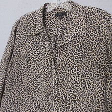 J Crew Top Women Plus 14 Leopard Print Silk Button Up Career Office Capsule