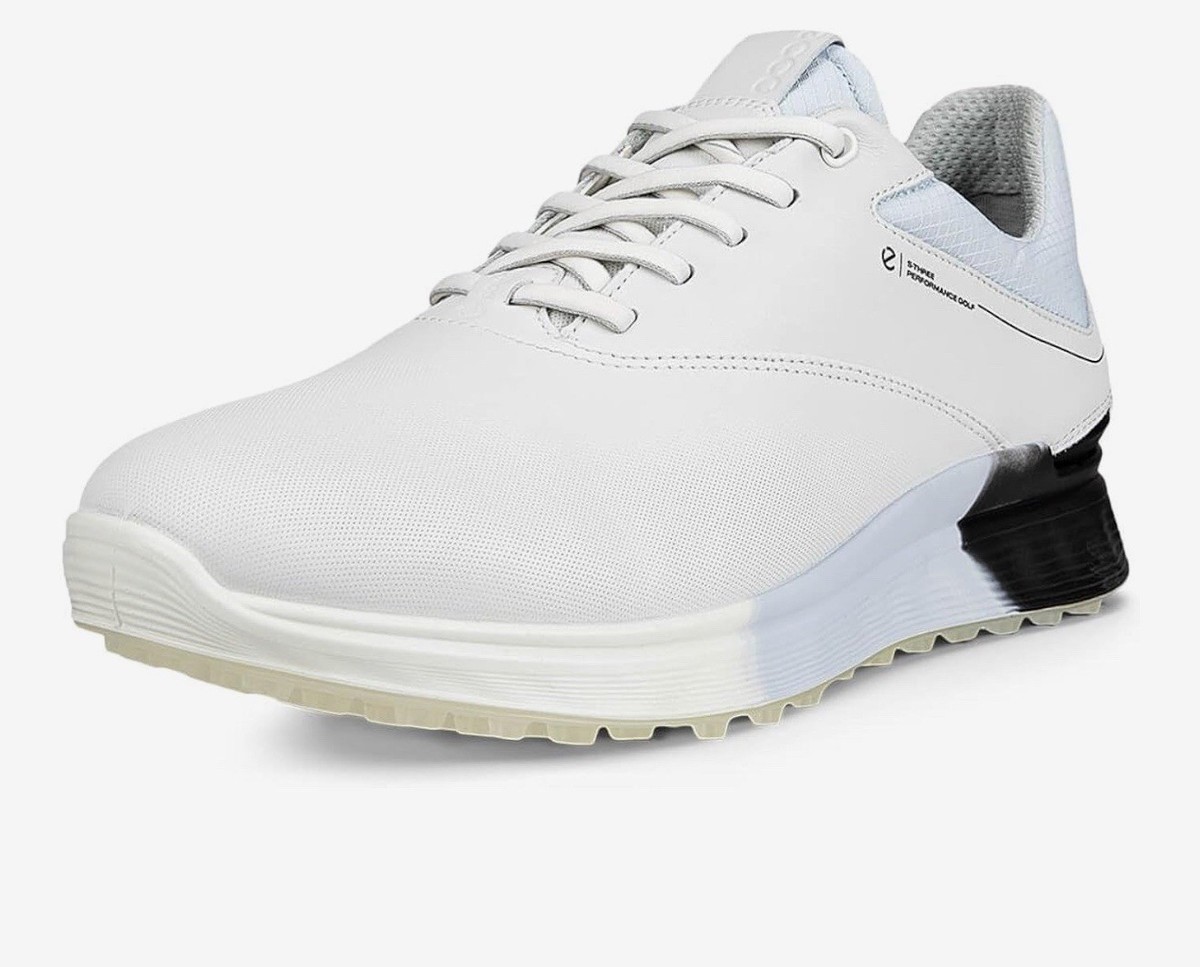 ECCO S-Three GTX Gore Tex Leather Golf Shoes White/ Sky Blue | eBay