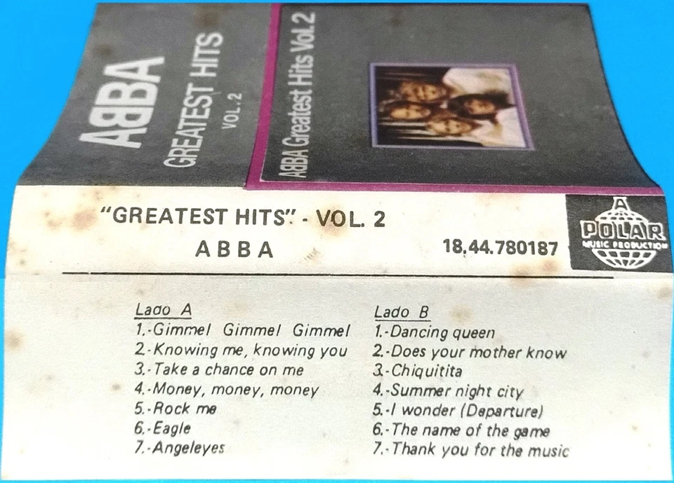 ABBA "Greatest Hits Vol. 2" MADE IN PERU, WHITE PAPER LABEL, CASSETTE (VG+) - Image 2 of 4