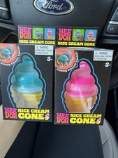 Schylling Nee Doh Nice Cream Cone Squishy Squeeze Toy, Pink  Blue Set