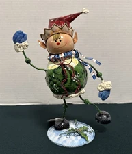 Spring/Bobble Metal Christmas Elf Waving Whimsical 11” Tall Albertsons w TAG