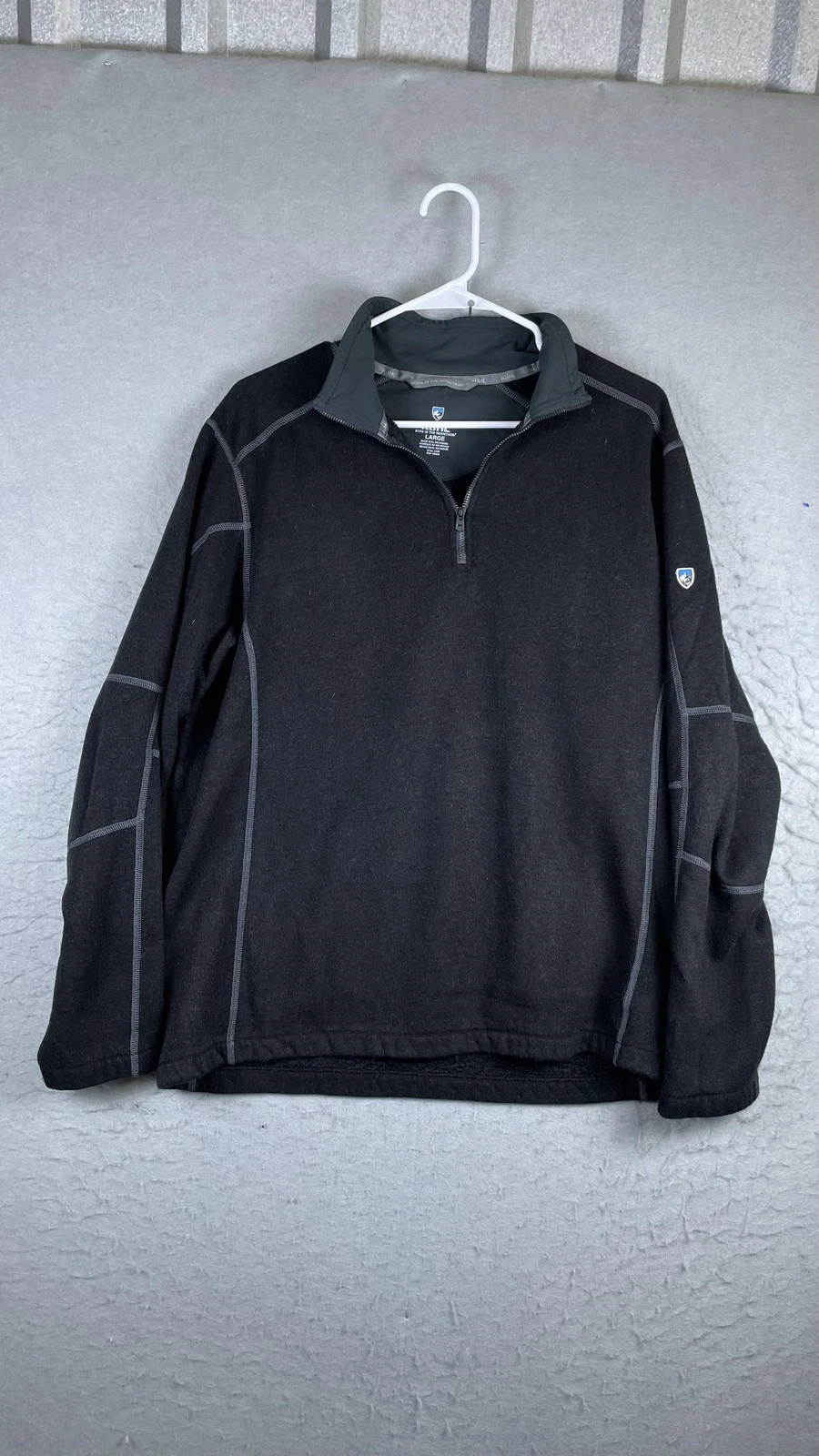 Kuhl Pullover Mens Large Black Long Sleeve 1/4 Zip Hiking Performance Top