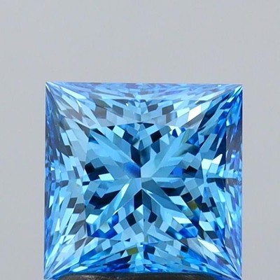 Wedding Rings IGI Certified Pincess Stone 2.01 ct VVS2 Fancy Vivid Blue Diamond