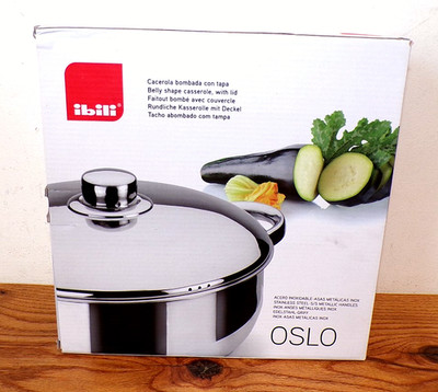 IBILI ''Oslo'' Belly Shape Stainless Steel Casseole Pot with Lid, 26cm, Induction