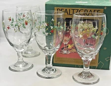 VTG 1999 Set of 4 Pfaltzgraff Winterberry Iced Beverage Glasses 16 oz.
