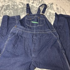 Key Imperial Bib Overalls Men's Sz 46X32 Blue Denim Workwear Coveralls Farmers